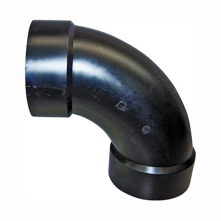 CANPLAS 102277BC Long Sweep Pipe Elbow, 2 In, Hub, 90 Deg Angle, ABS, Black